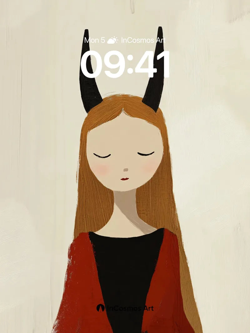 Serene Horned Maiden Wallpaper with Velvet Depth