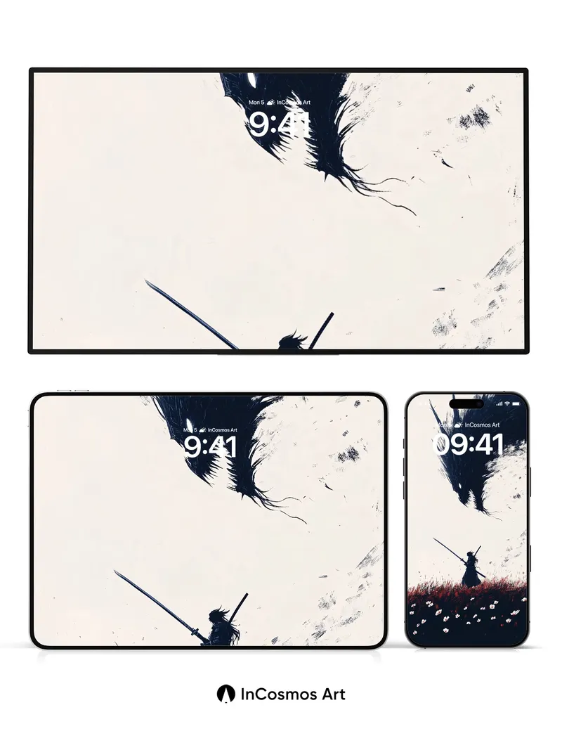 Silent Duel Wallpaper with Ink Dragon