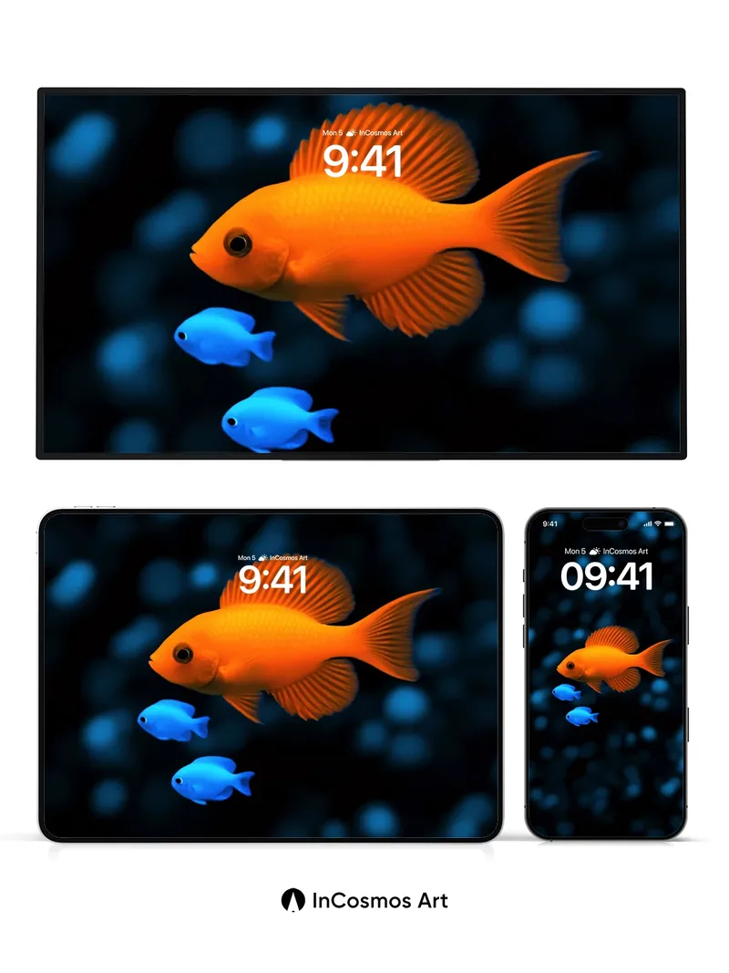 Luminous Abyss Wallpaper with Floating Orbs