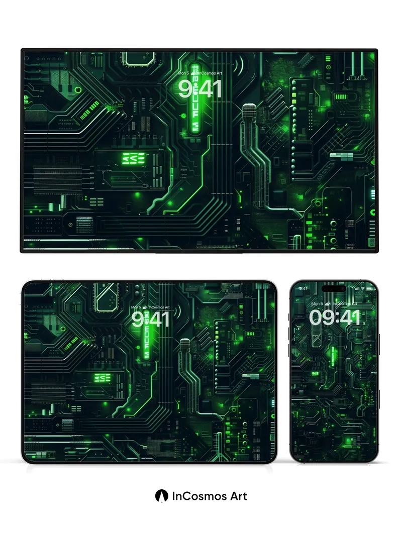 Neon Circuit Wallpaper with Living Currents