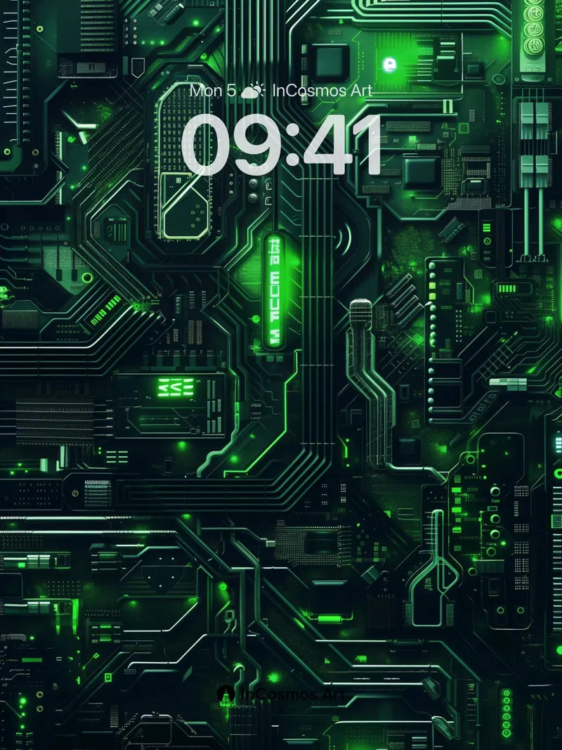 Neon Circuit Wallpaper with Living Currents