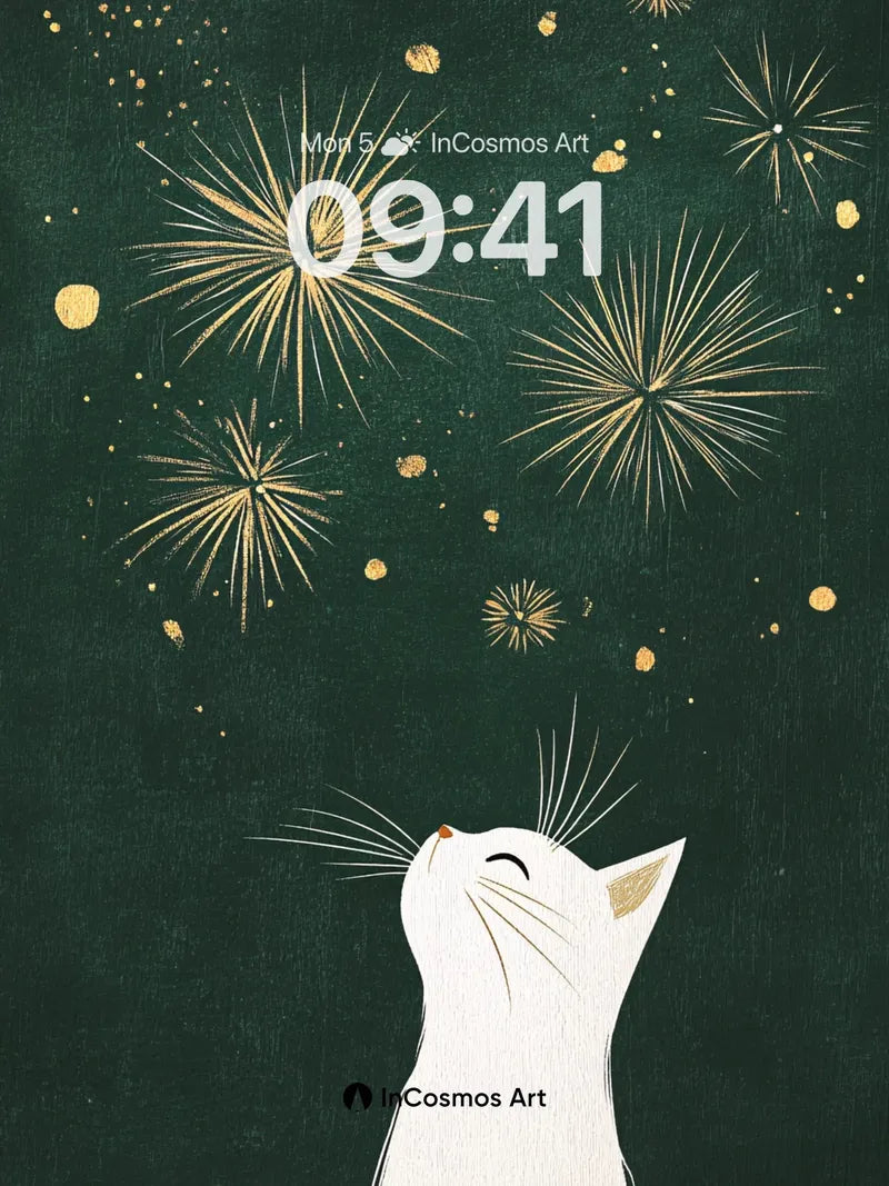 Whispering Starlight Wallpaper with Celestial Cat