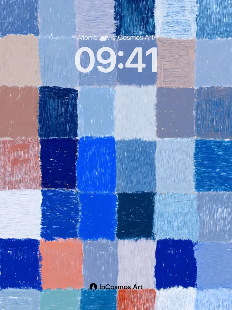 Soft Grid Harmony Wallpaper in Pastel Blues wallpaper for iPhone, iPad & Mac
