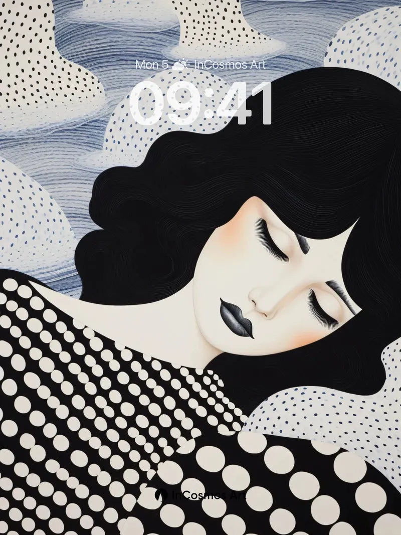 Surreal Polka Dot Wallpaper with Sleeping Muse wallpaper for iPhone, iPad & Mac