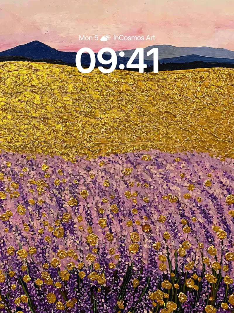 Golden Hush Wallpaper with Lavender Fields wallpaper for iPhone, iPad & Mac