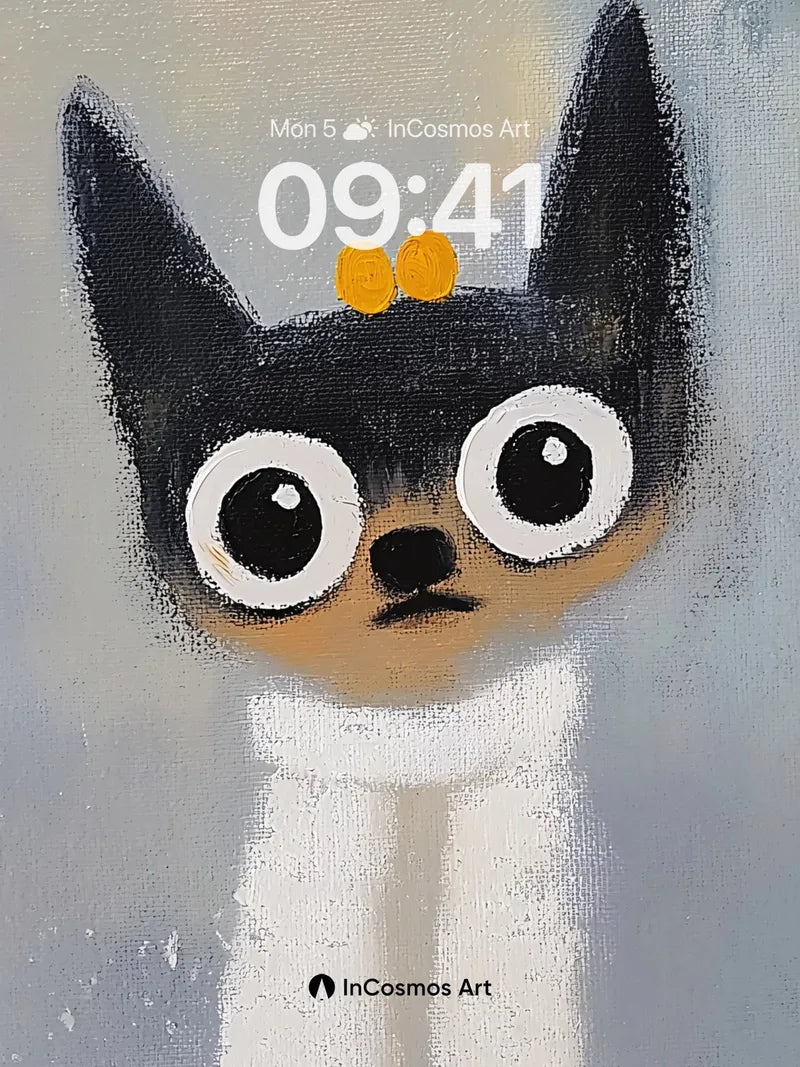 Whimsical Feline Wallpaper with Golden Bows wallpaper for iPhone, iPad & Mac