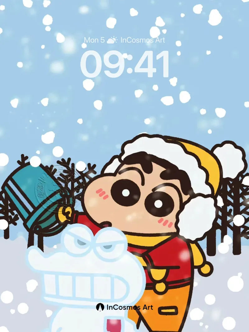 Playful Winter Wonderland Wallpaper with Snowy Surprise