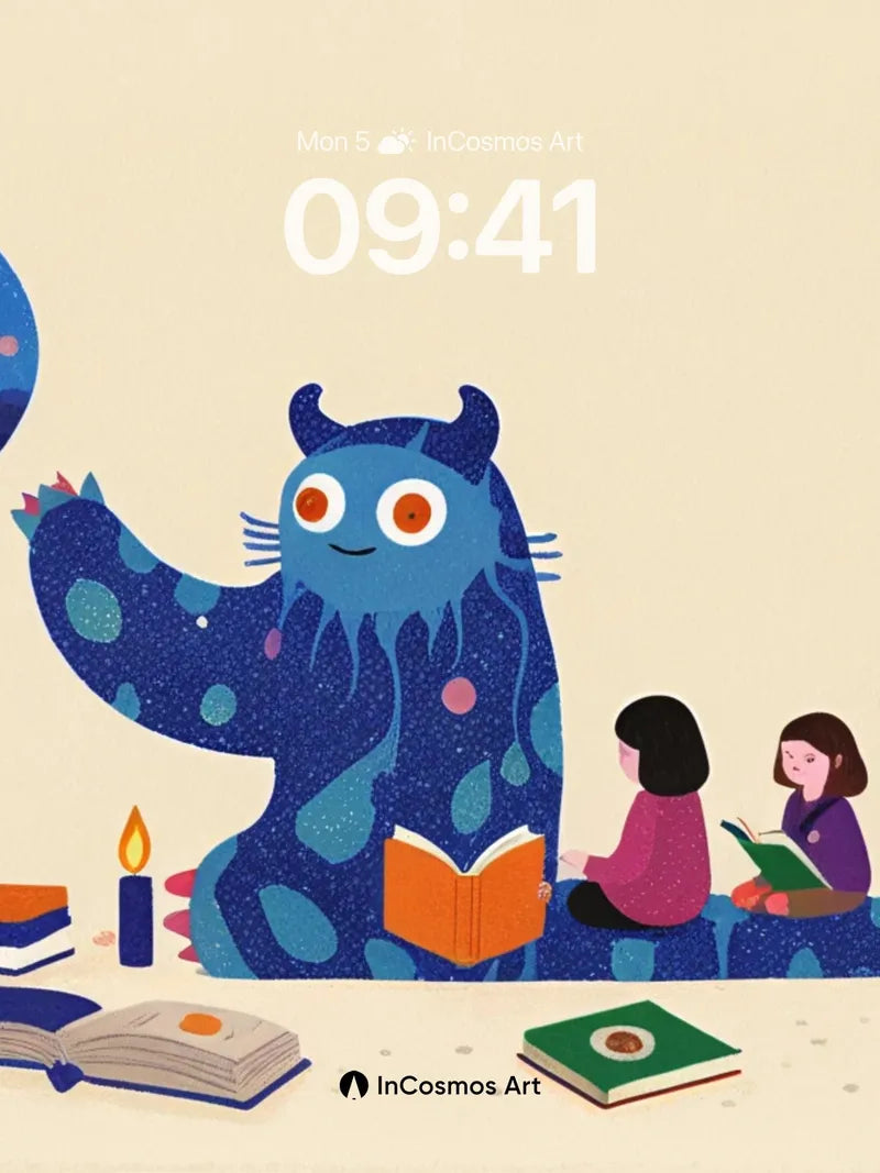 Whimsical Nightlight Wallpaper with Storytelling Monster
