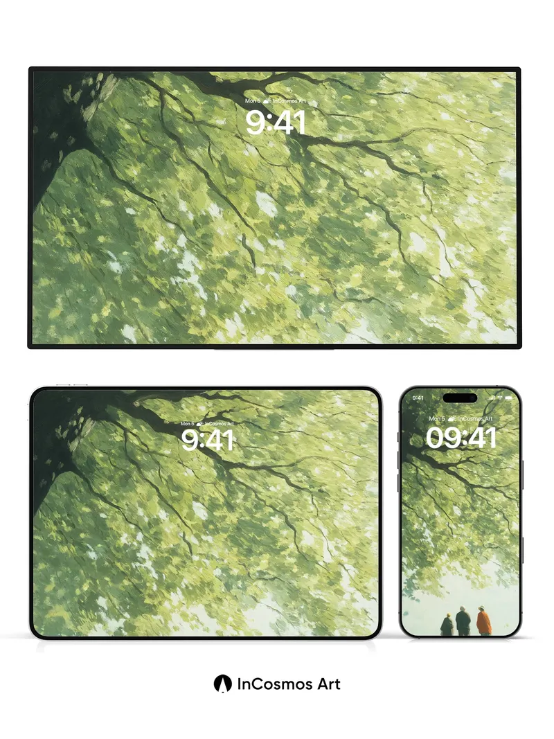 Serene Canopy Wallpaper with Golden Light Veils