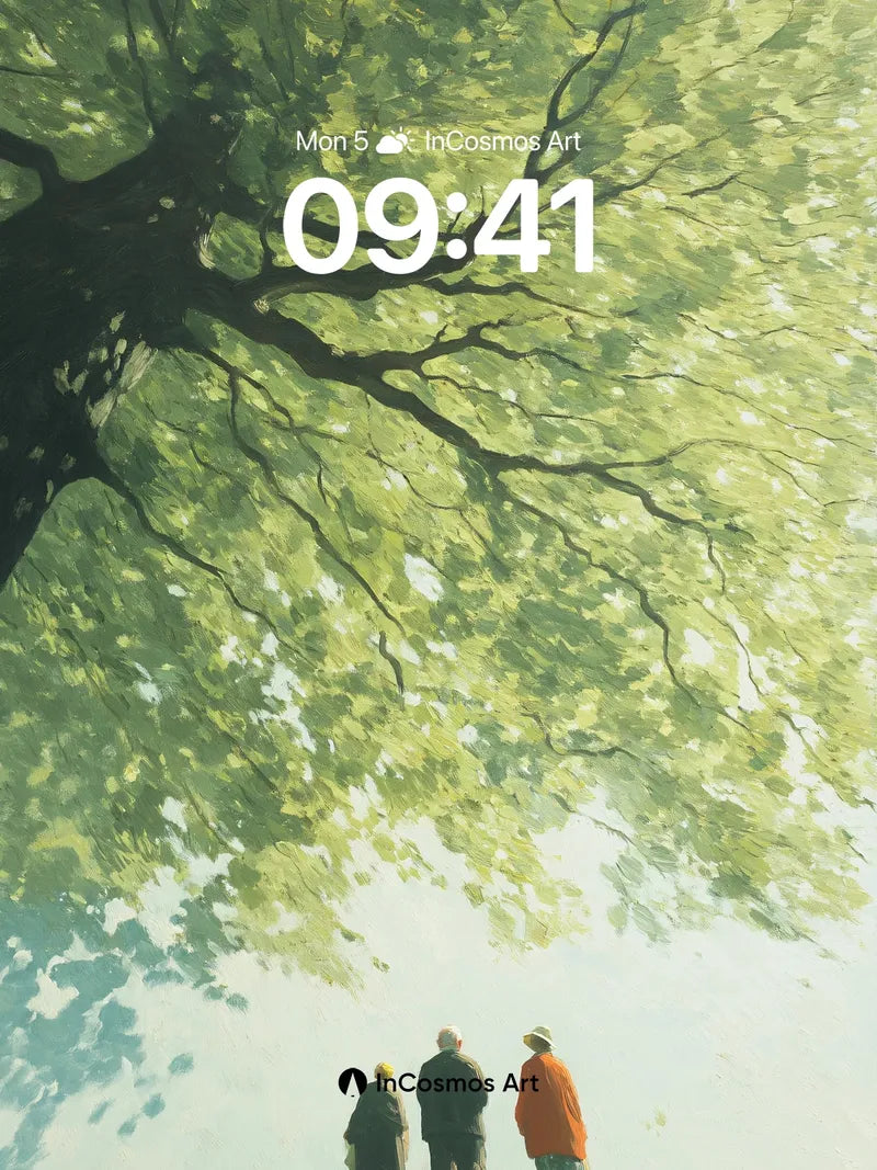 Serene Canopy Wallpaper with Golden Light Veils