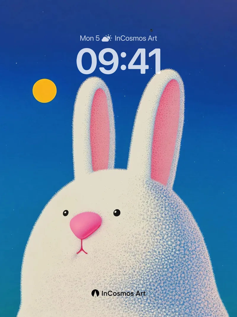 Soft Moonlight Wallpaper with Whimsical Bunny wallpaper for iPhone, iPad & Mac