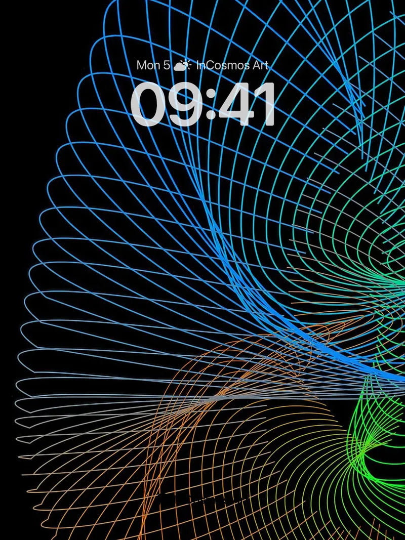 Luminous Spiral Wallpaper with Electric Threads