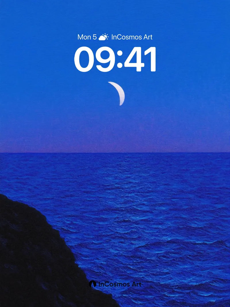 Crescent Moon Over Ocean Wallpaper with Midnight Hush