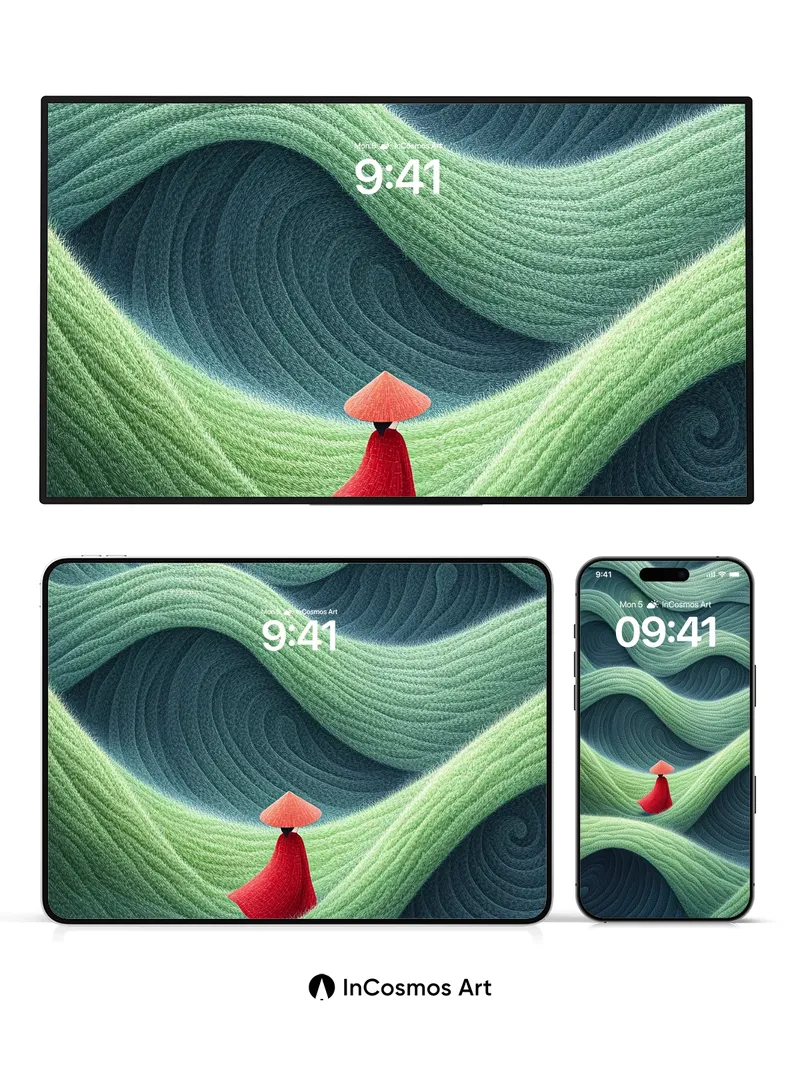 Serenity Wave Wallpaper with Crimson Wanderer