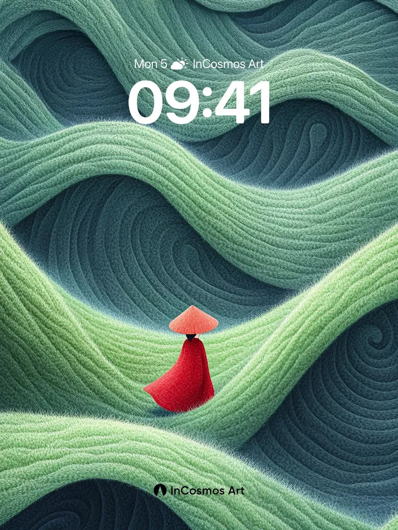 Serenity Wave Wallpaper with Crimson Wanderer