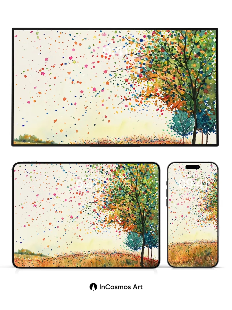 Whispering Canopy Wallpaper with Floating Petals