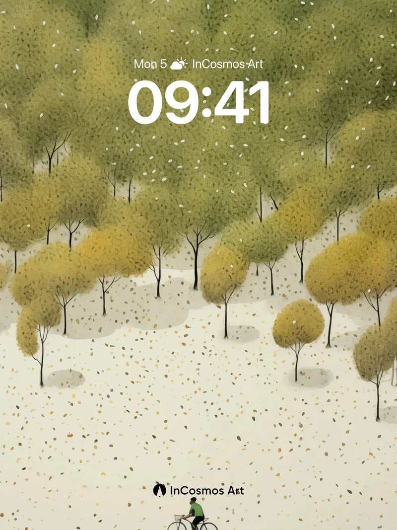 Serenity Path Wallpaper with Floating Leaves