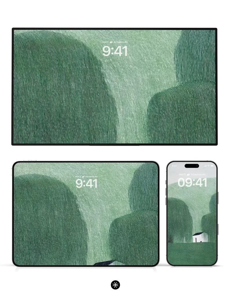 Serene Green Hills Wallpaper with Solitary House