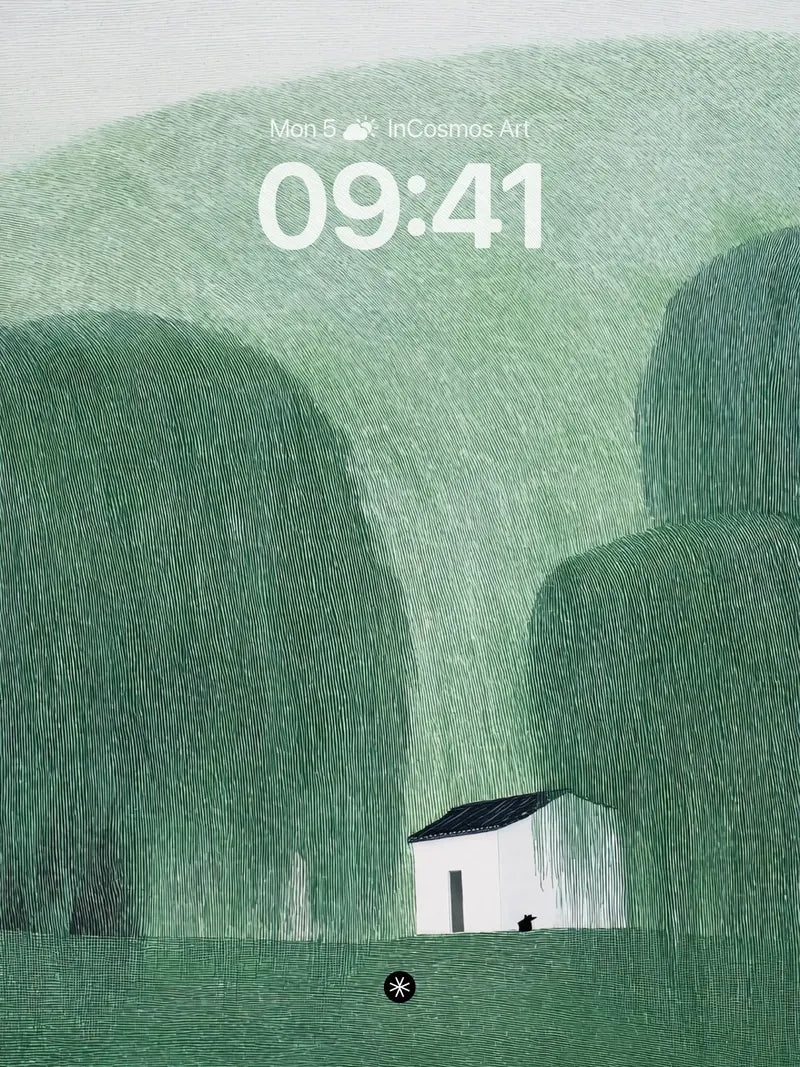 Serene Green Hills Wallpaper with Solitary House