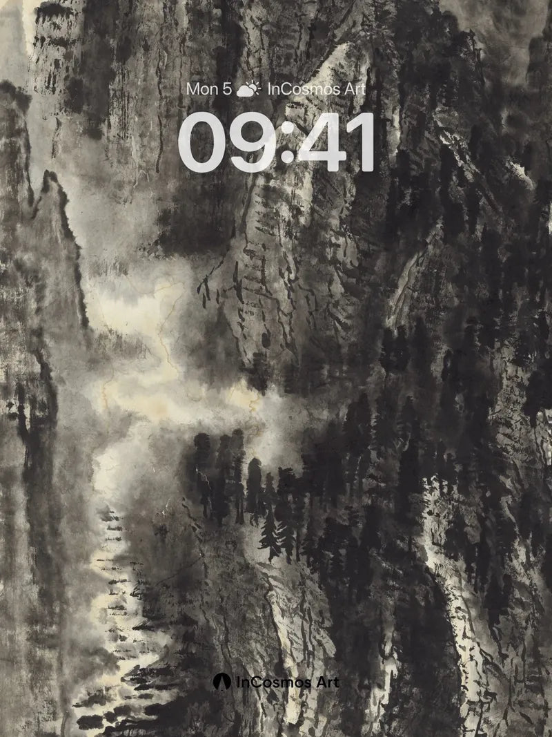 Mist-Carved Canyon Wallpaper with Ink Veins