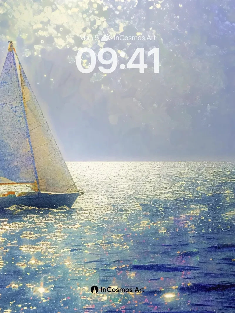 Serenity Sail Wallpaper with Sunlit Sparks