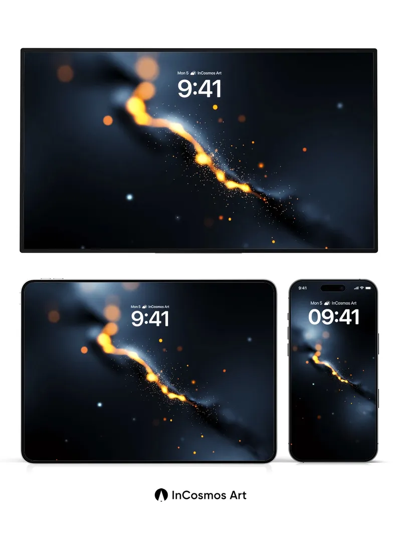 Cosmic Ember Wallpaper with Starlit Veil