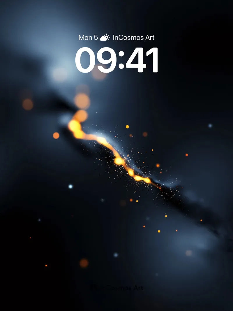 Cosmic Ember Wallpaper with Starlit Veil