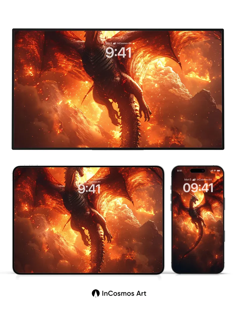 Inferno Soar Wallpaper with Molten Wings