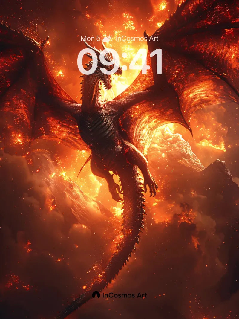 Inferno Soar Wallpaper with Molten Wings