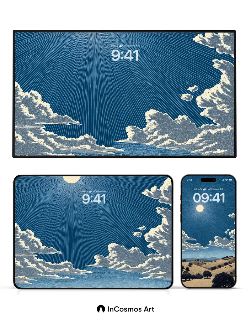 Sunburst Hush Wallpaper with Textured Fields