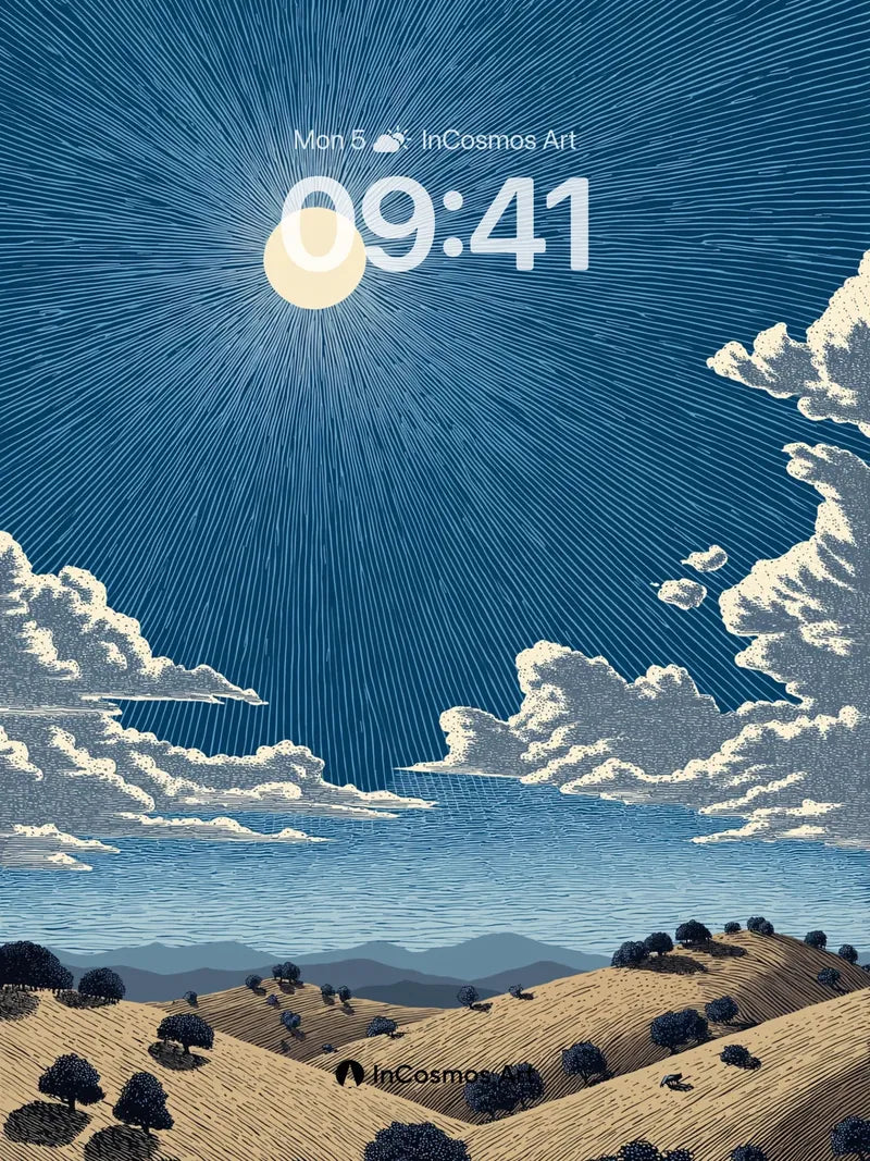 Sunburst Hush Wallpaper with Textured Fields