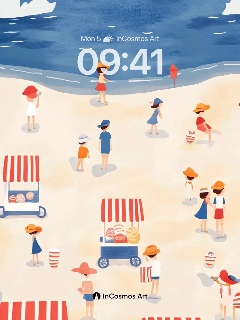 Sunlit Reverie Wallpaper with Striped Canopies