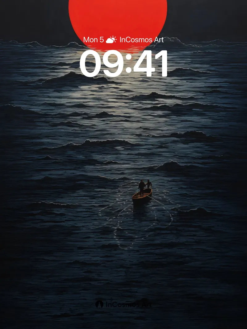 Serenity Sunset Wallpaper with Floating Solitude