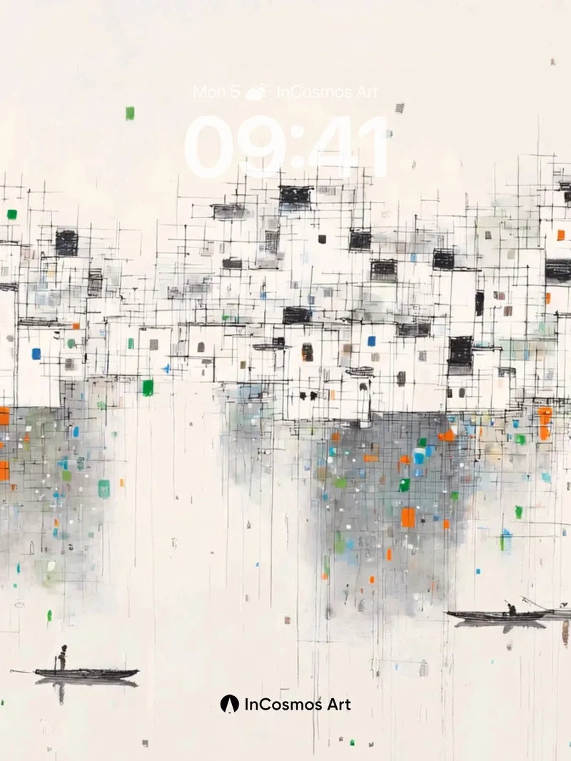 Silent Reflections Wallpaper with Floating Canoes