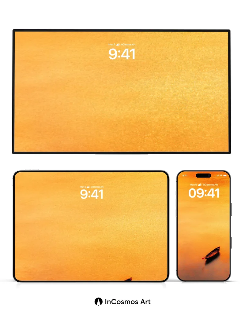 Serenity Boat Wallpaper with Golden Hush