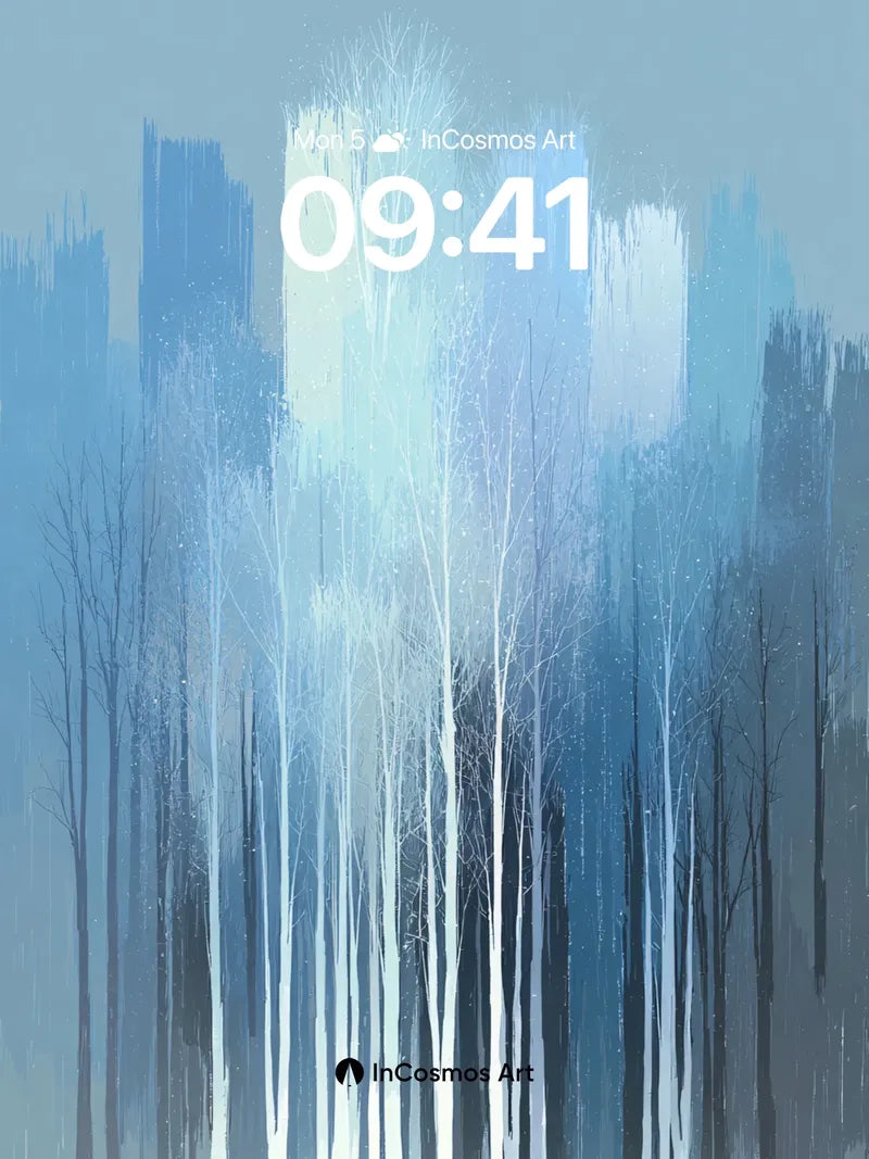 Frost Whisper Wallpaper with Ethereal Birches