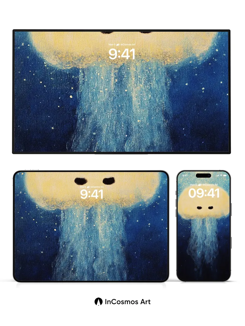 Luminous Drift Wallpaper with Starlit Tendrils