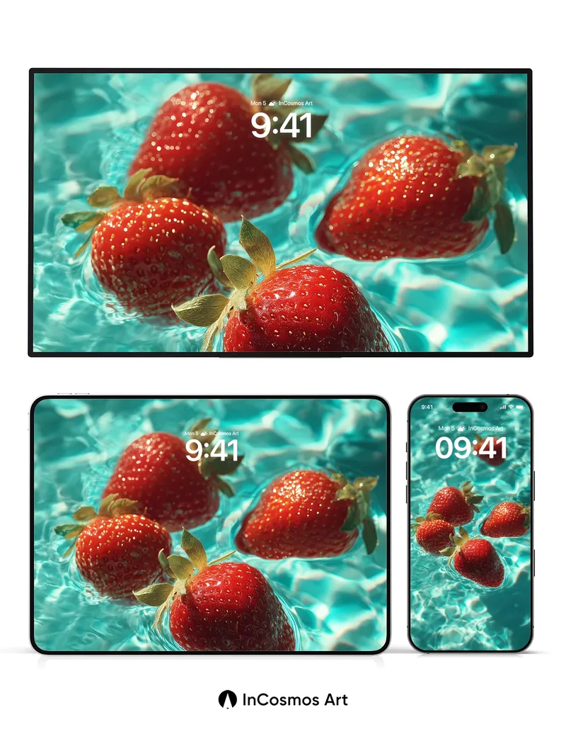 Sunlit Float Wallpaper with Strawberry Drift