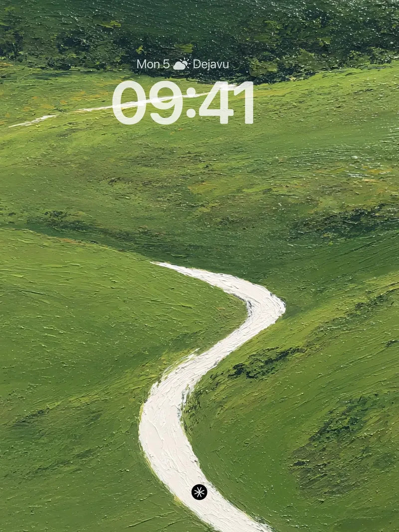 Winding Pathway Green Field Wallpaper