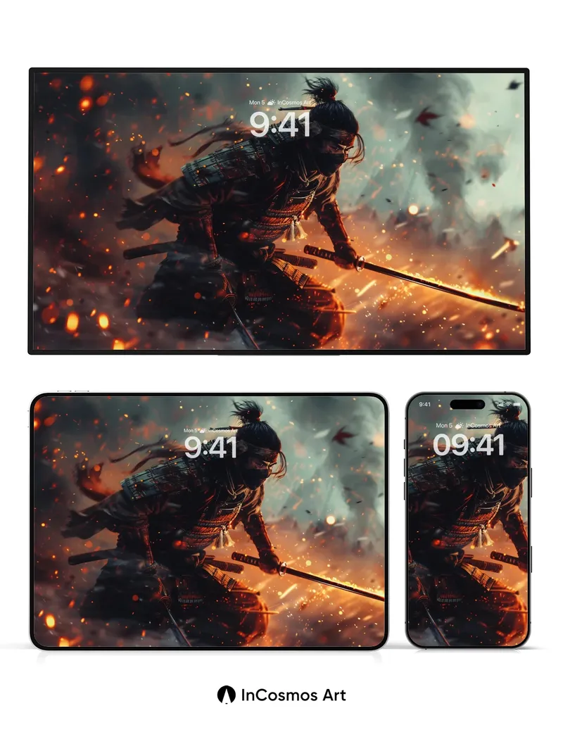 Blazing Ronin Wallpaper with Ashen Fury