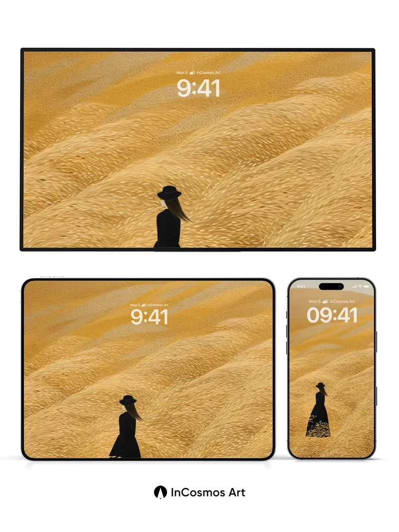 Golden Hush Wallpaper with Silent Walker