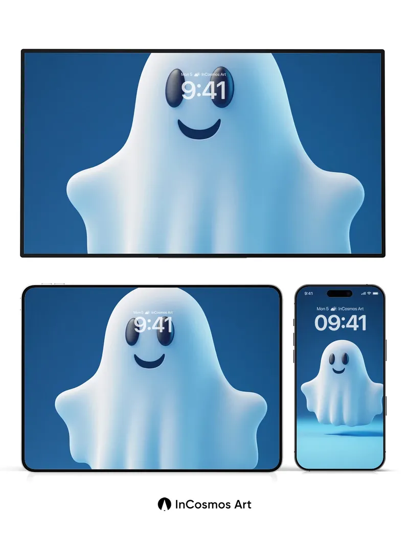 Serene Ghost Wallpaper with Floating Light
