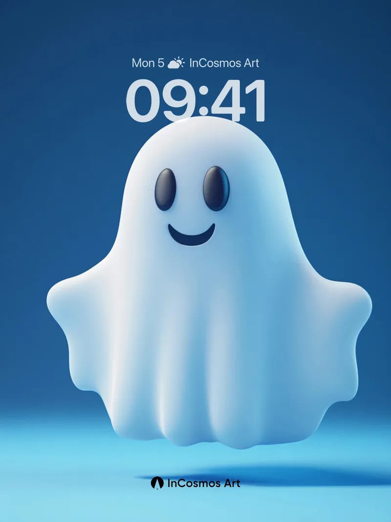 Serene Ghost Wallpaper with Floating Light
