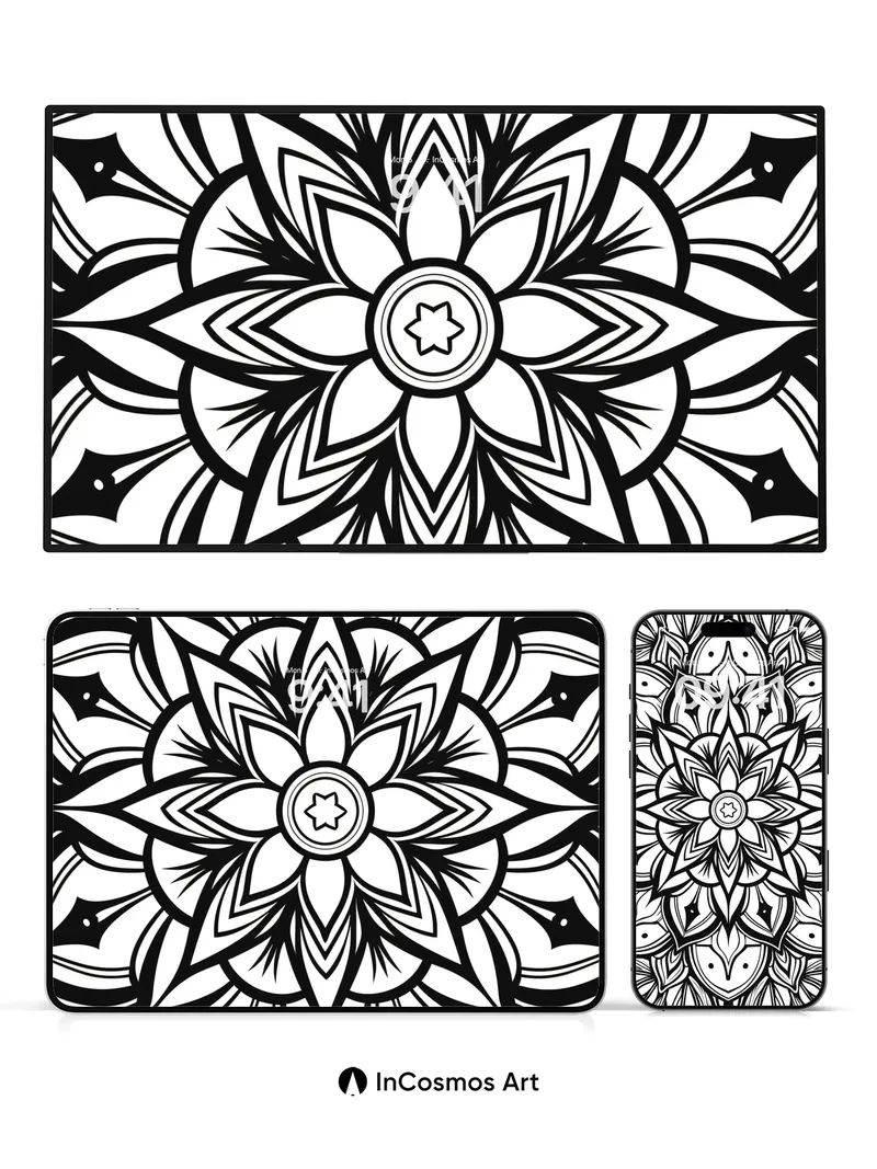 Ink Bloom Wallpaper with Geometric Reverie