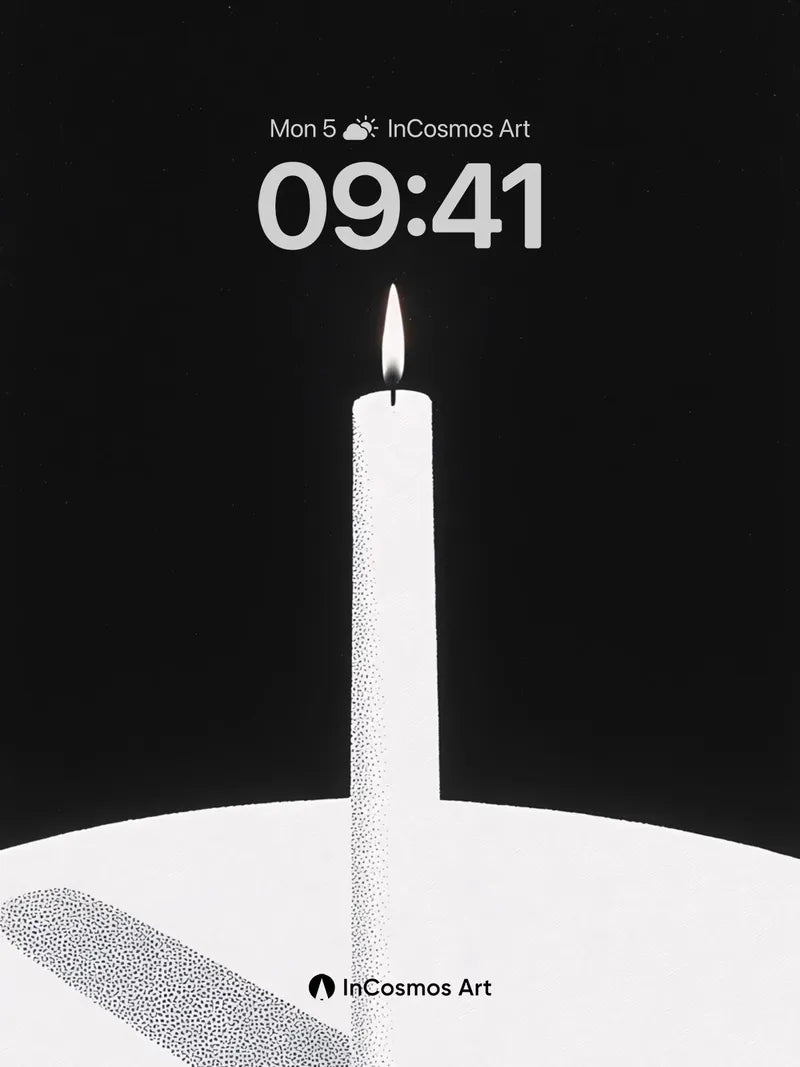 Serenity Candle Wallpaper with Textured Shadow