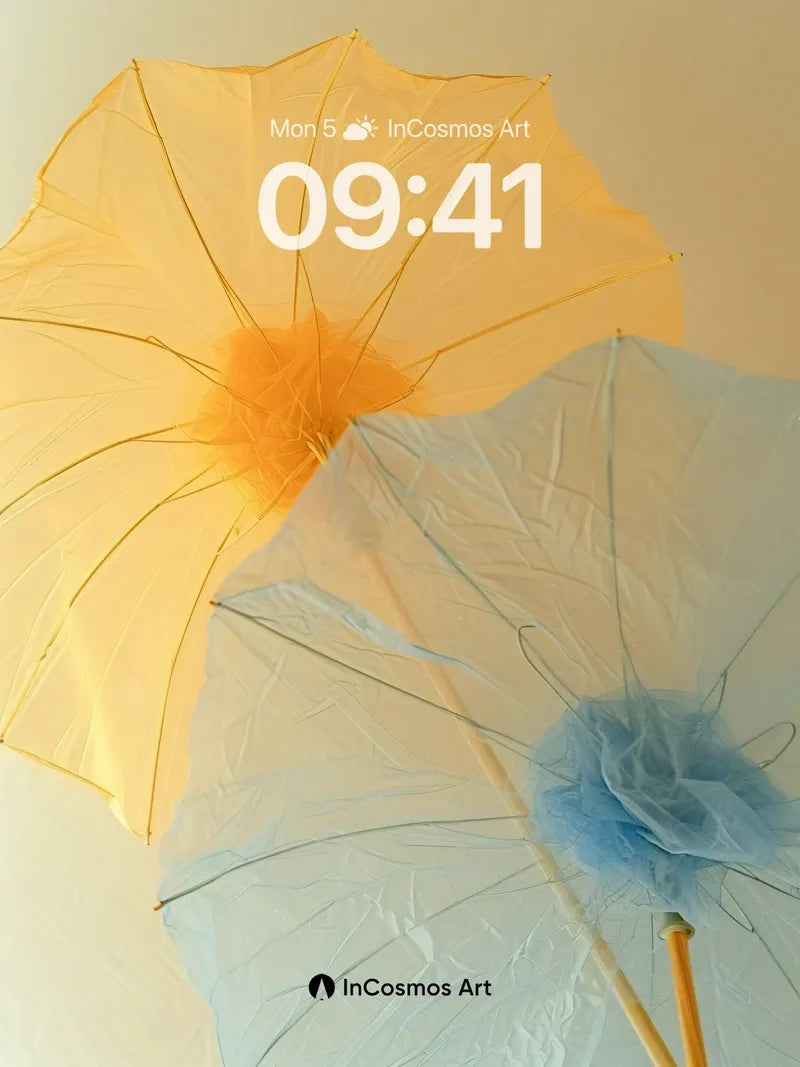 Serene Sky Umbrella Wallpaper with Tulle Whispers