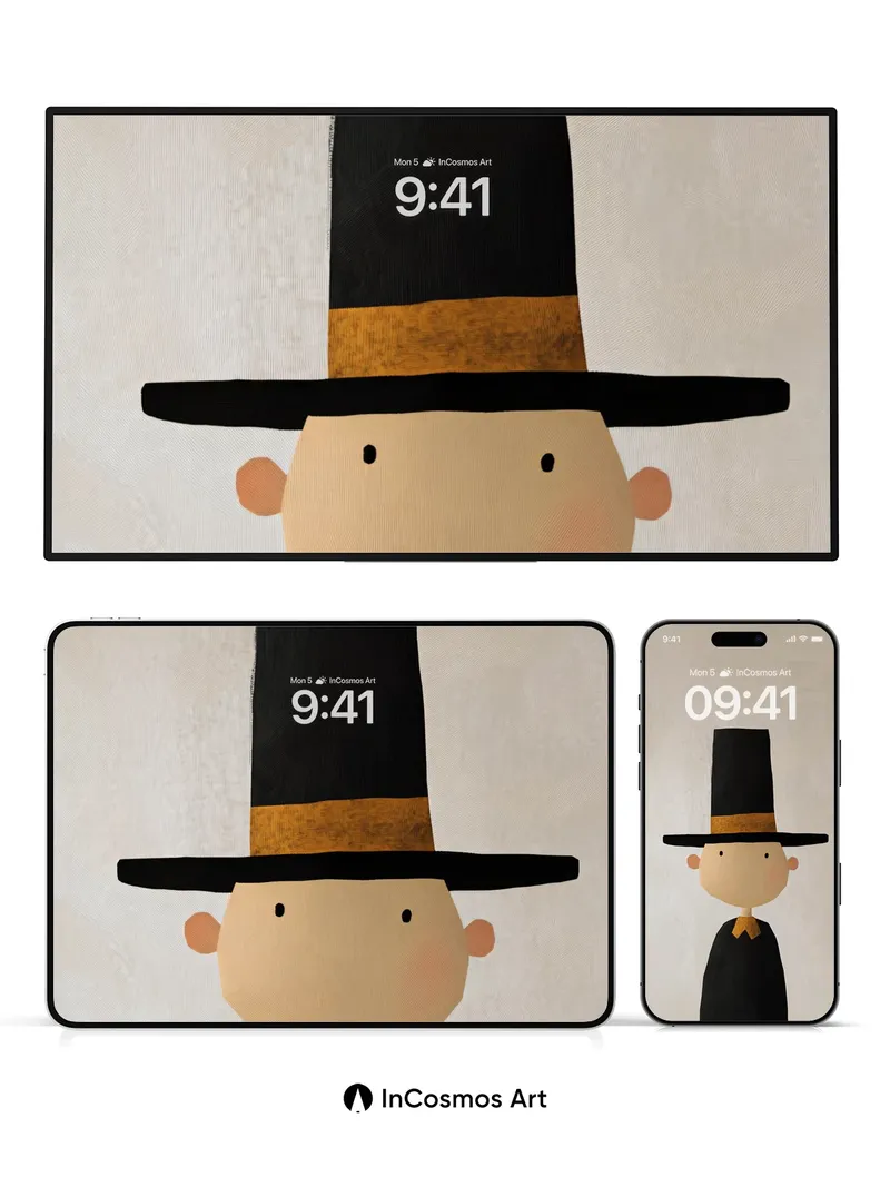 Whimsical Pilgrim Wallpaper with Textured Charm