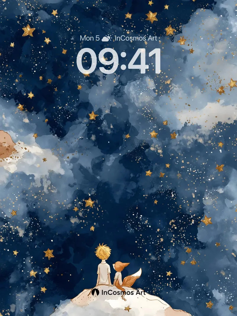 Starry Whispers Wallpaper with Golden Constellations wallpaper for iPhone, iPad & Mac