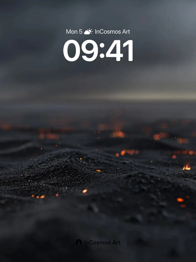 Ember Field Wallpaper with Dark Sky Horizon wallpaper for iPhone, iPad & Mac
