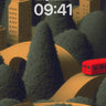 Midnight Forest Wallpaper with Red Bus Path wallpaper for iPhone, iPad & Mac